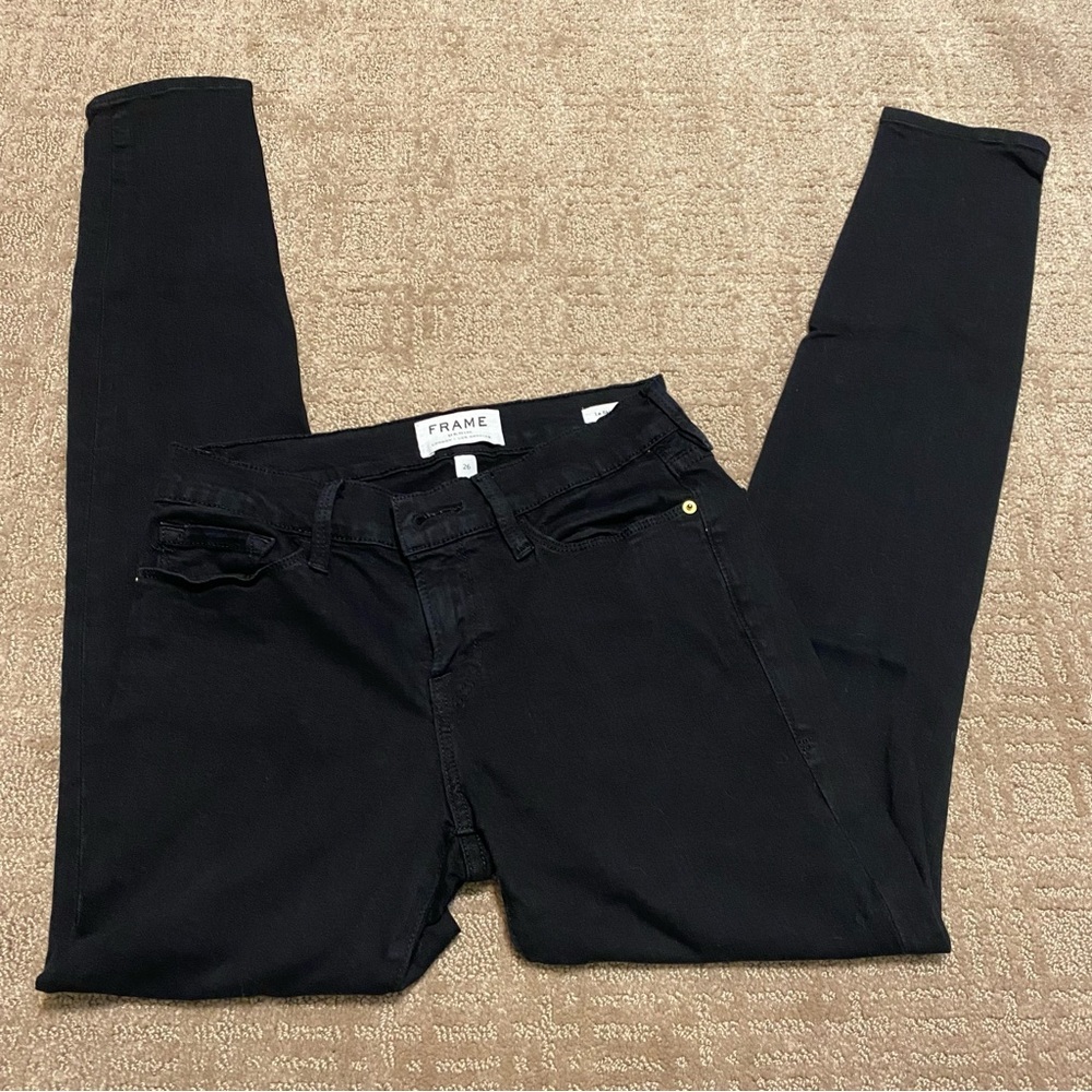 {FRAME} Black Ankle Skinny Jeans - Le Skinny de Jeanne | Film Noir ~ Size 26
